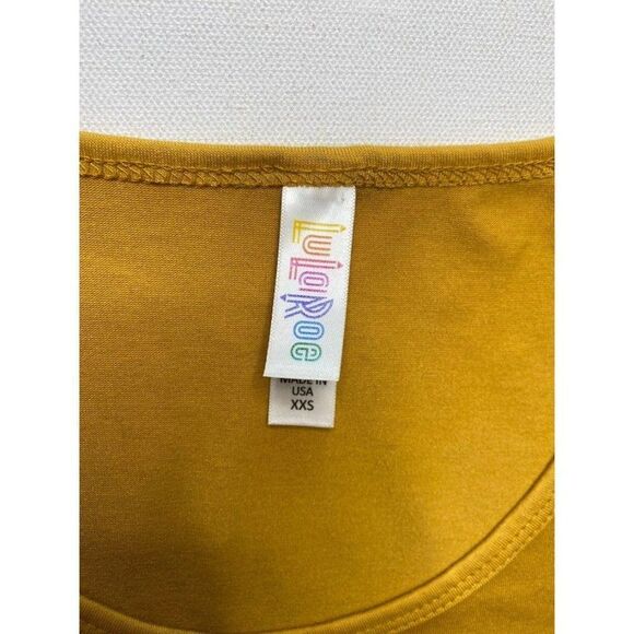 LuLaRoe Solid Mustard Yellow Perfect T Swing Short Sleeve Top sz XXS - Picture 4 of 6